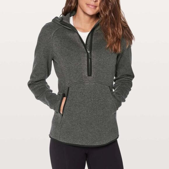 LULULEMON Heathered Black Fleece & Thank You Pullover Hoodie‎ Active Top Size 6 - Picture 1 of 12